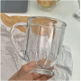 Glass Mug Large Capacity Wide Mouth Cup Ins Korean Transparent Glass Milk Cup Coffee Cup with Handle