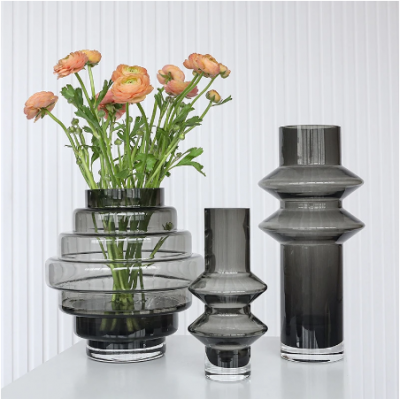 Light Luxury Nordic Glass Stripe Vase Modern Bedroom Living Room Flower Arrangement Decoration Indoor Dry Flower Decoration