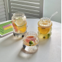 Fruit Juice Water Cup With Straw Large Capacity Heat-resistant Glass Cold Drink Cups Soda Bubble Tea Coffee Mug