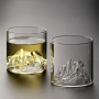 wholesale whisky glass unique design Promotional Price gift Glass Tumbler Glasses with Mountain Design