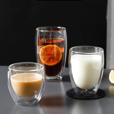 Double-layer glass wholesale transparent home egg-shaped cup household anti-scalding coffee cup