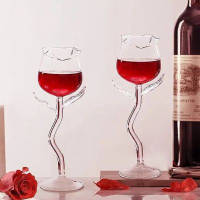 Flower Drinkware Crystal Champagne Flutes Classy Red Wine Glass Rose Cocktail Glass Wine Goblet Glasses