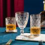 Rhombus embossed glass whiskey foreign wine glass European retro gemstone juice cup