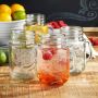 16 Oz Clear Glass Jars With Convenient Handle and Ice Cold Embossed Logo Ideal for Hot and Sunny Days