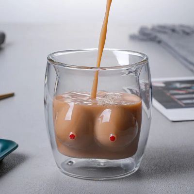 Creative double glass women body home insulated water cup milk coffee juice cup