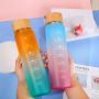 Frosted bamboo lid high borosilicate single-layer glass portable colorful sports water bottle