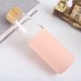 Bamboo lid silicone cover glass cup single layer high borosilicate glass water bottle heat-proof silicone