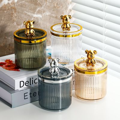 Cotton swab storage box for home desktop dressing table transparent dustproof with cover portable light luxury high-end