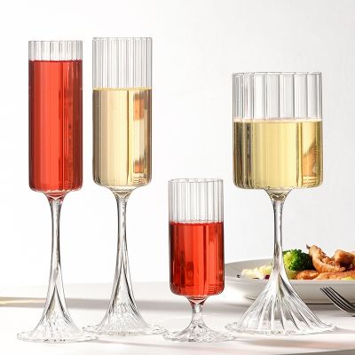 Vertical pattern champagne glass high borosilicate glass red wine glass household whiskey cocktail sparkling wine goblet