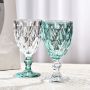 Color spray embossed transparent glass red wine cup, colorful goblet, diamond-shaped juice cup