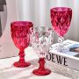 Color spray embossed transparent glass red wine cup, colorful goblet, diamond-shaped juice cup