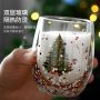 Wholesale new Christmas tree cup double layer cup flowing sequined high borosilicate glass high temperature resistant