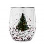 Wholesale new Christmas tree cup double layer cup flowing sequined high borosilicate glass high temperature resistant