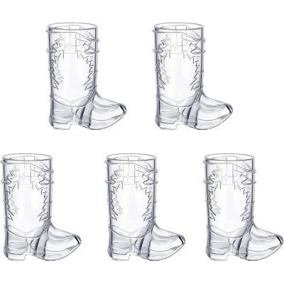 Cowboy Boot Wine Glass, Western Party Glass Hard Plastic Mini Funny Cup for Birthday Party White