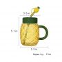 Factory wholesale Pineapple Shaped Glass Cup Tumbler with Lid and Straw