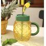 Factory wholesale Pineapple Shaped Glass Cup Tumbler with Lid and Straw