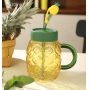 Factory wholesale Pineapple Shaped Glass Cup Tumbler with Lid and Straw