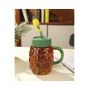 Factory wholesale Pineapple Shaped Glass Cup Tumbler with Lid and Straw