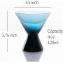 Handblown Colorful Stemless 4-Ounce Martini Glass Elegant Crystal Wine Glass Chrysanthemum Blue