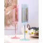 Square Champagne Flutes Multicolor Modern Colorful Champagne Flutes Lead-Free Premium Crystal Anniversary