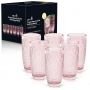 Highball Drinking Glass Set of 6 Romantic Pink Thick Bottom Large Capacity Drinking Glass Ideal for Juices and Cocktails