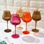 Colored Crystal Wine Glasses Set of 5, Large 20 Ounce Glass Tumblers, Tumblers, Colored Glassware