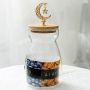 Glass bamboo lid sealed jar coffee bean cotton swab candle holder home decoration storage jar