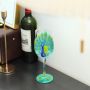 Peacock Hand Painted Wine Glass 15 oz Colorful Wine Glass Women Personalized Birthday Peacock Gift