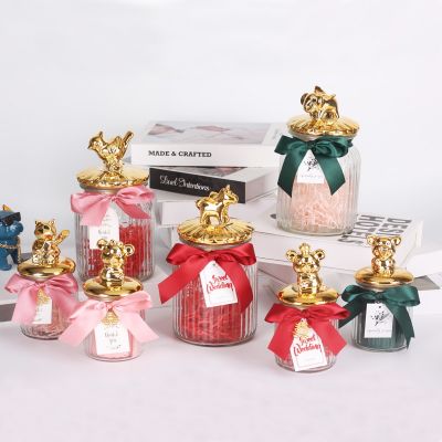 European cartoon glass sealed jar candy storage dustproof jar creative ornaments display box