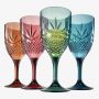 Tall fancy goblet crystal glass drinking set long handle flute wine tasting colorful wine glass