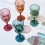 Tall fancy goblet crystal glass drinking set long handle flute wine tasting colorful wine glass