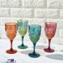 Tall fancy goblet crystal glass drinking set long handle flute wine tasting colorful wine glass