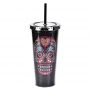 Double-layer straw cup diamond creative water cup Halloween large capacity beverage bottle