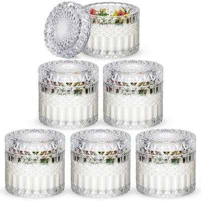 8OZ glass candle jar with lid multi-purpose storage unique embossed design suitable for home decoration