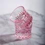 Creative New Embossed Whiskey Crystal Glass Pink Household Wine Cup with Special Grid for Bar and Home Use