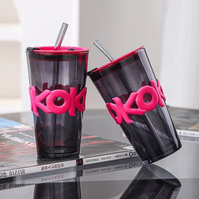 Good-looking Portable Water Cup, Double Drinking Straw, Coffee Cup, Internet Celebrity Souvenir, Opening Event Gift