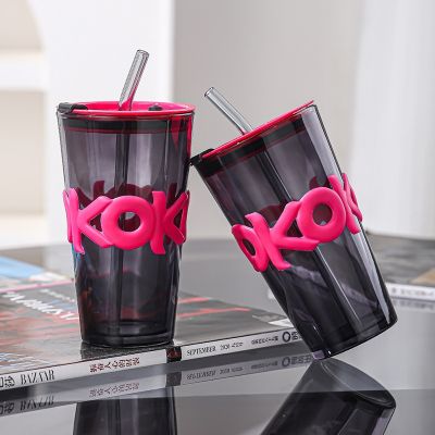 Stylish Portable Water Cup with Double Straw - Ideal as Internet Celebrity Souvenir and Opening Event Gift and Coffee
