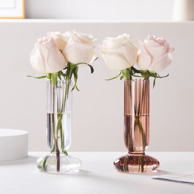 New simple glass vase flower arrangement decoration living room entrance model room dining table hotel light luxury craft vase