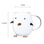 Cartoon three-dimensional penguin glass water cup household drinking cup with handle deer wine glass goblet