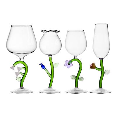 Innovative Plant-Themed Glass Goblets & Champagne Glasses - High-Quality Transparent Red Wine & Bordeaux Glasses Wholesale Directly from Manufacturer