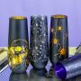 Spooky Halloween Black Matte Champagne Glass with Spider Design