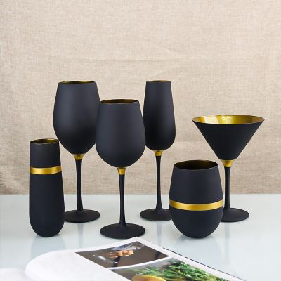 Modern Matte Black Red Wine Glass Set – Elegant Glassware for Special Occasions