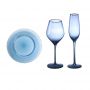 Light blue glass goblet champagne flute restaurant plates drink ware glasses for drinks